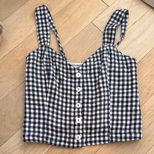 Abercrombie & Fitch Navy and White Gingham Crop Top